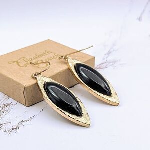 2/$21 Ladies  Black Gold Dangle Earrings